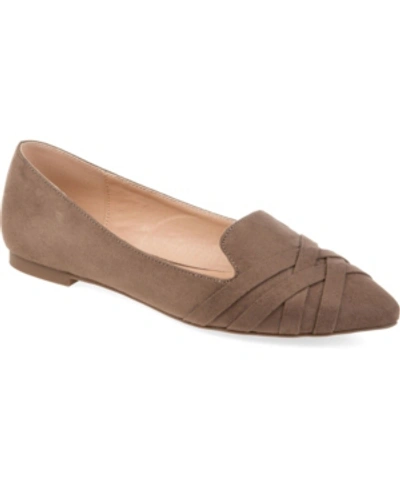 Shop Journee Collection Women's Mindee Pointed Toe Flats In Taupe