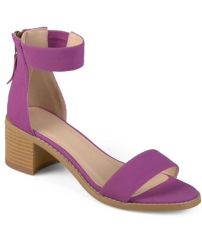Shop Journee Collection Women's Percy Block Heel Sandals In Plum