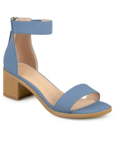 Shop Journee Collection Women's Percy Block Heel Sandals In Blue