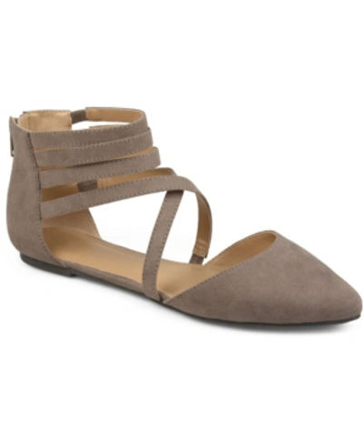 Shop Journee Collection Women's Marlee Strappy Pointed Toe Flats In Taupe