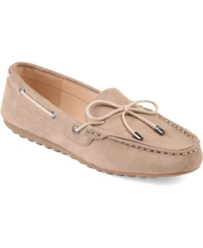 Journee Collection Thatch Womens Suede Slip On Loafers In Taupe