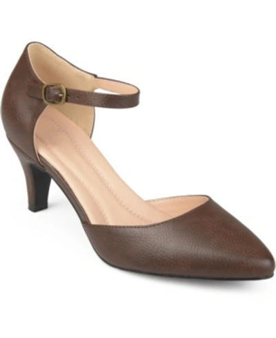 Journee Collection Bettie Ankle Strap Pump In Brown
