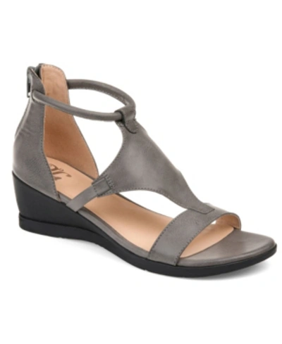 Shop Journee Collection Women's Trayle Wedge Sandals Women's Shoes In Grey