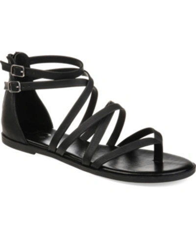 Shop Journee Collection Women's Zailie Strappy Gladiator Flat Sandals In Black