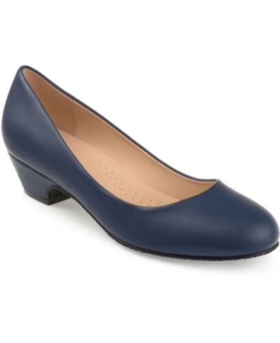Journee Collection Women's Saar Round Toe Kitten Heel Pumps In Navy
