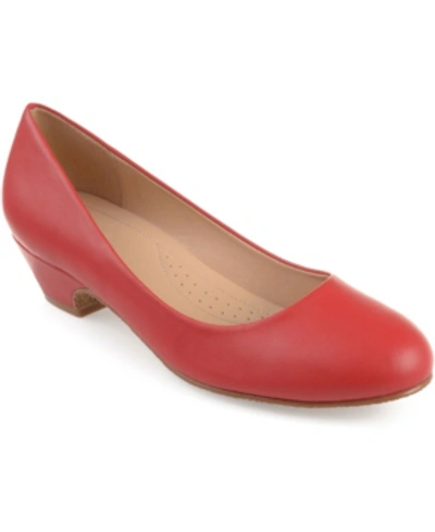 Shop Journee Collection Women's Saar Round Toe Kitten Heel Pumps In Red