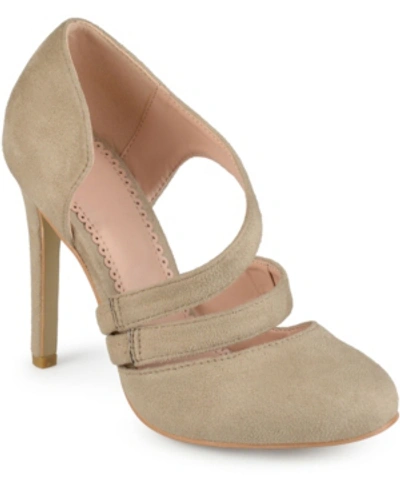 Journee Collection Journee Zeera Dual Strap Pump In Taupe