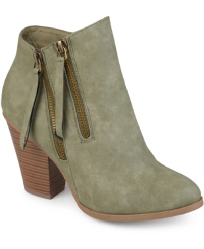 Journee Collection Womens Vally Inside Zip Stacked Heel Booties In Olive
