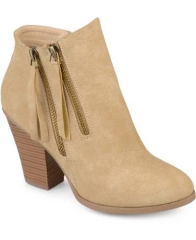 Journee Collection Womens Vally Inside Zip Stacked Heel Booties In Taupe