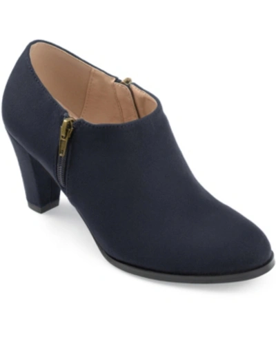 Journee Collection Sanzi Womens Faux Suede Block Heel Booties In Navy