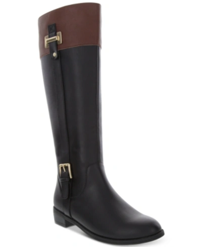 Shop Karen Scott Deliee2 Riding Boots, Created For Macy's Women's Shoes In Black/cognac