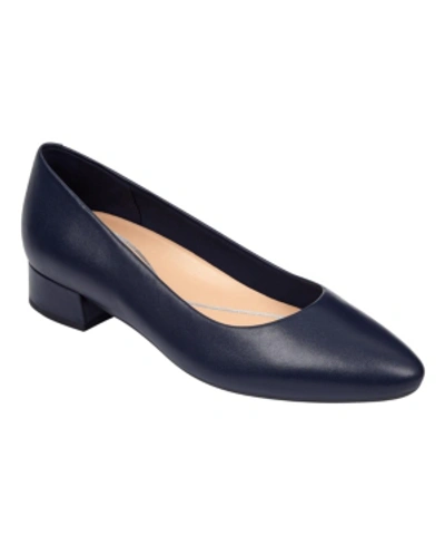 Shop Easy Spirit Women's Eflex Caldise Slip-on Low Heel Dress Pumps In Dark Blue