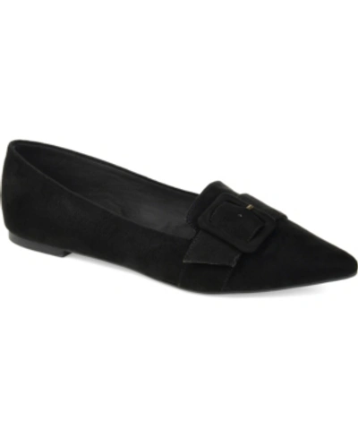 Shop Journee Collection Women's Audrey Buckle Pointed Toe Ballet Flats In Black