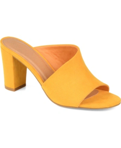 Shop Journee Collection Women's Allea Block Heel Dress Sandals In Mustard