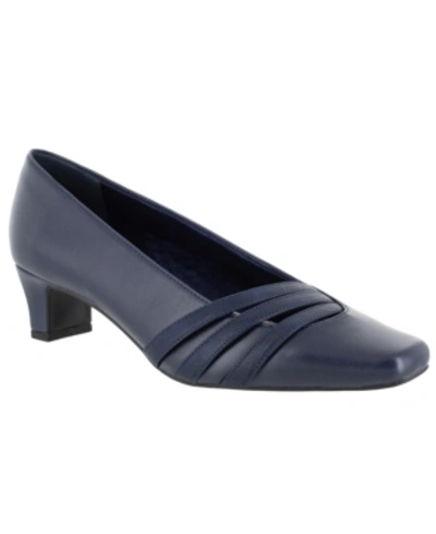 Shop Easy Street Entice Squared Toe Pumps In Navy