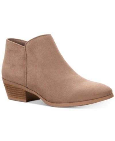 Shop Style & Co Wileyy Ankle Booties, Created For Macy's In Taupe Micro