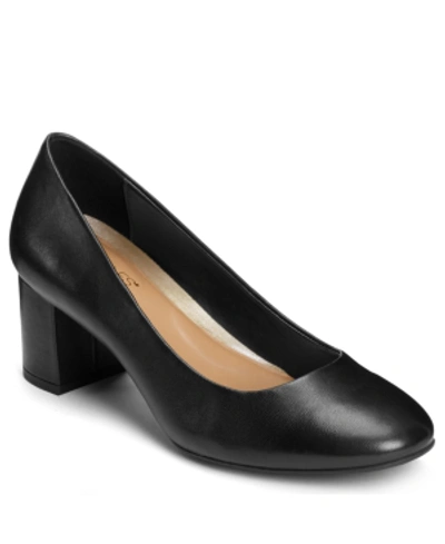 Shop Aerosoles Eye Candy Block Heel Pumps Women's Shoes In Black Leather