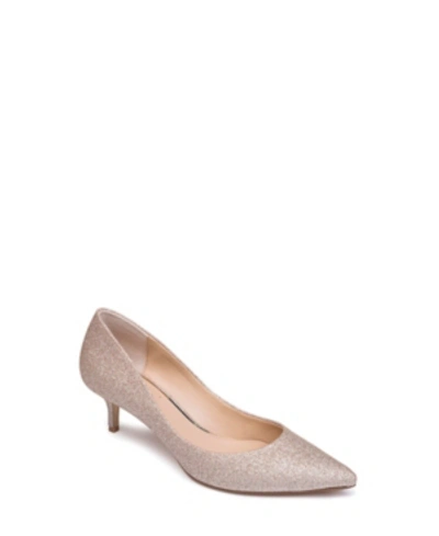 Jewel Badgley Mischka Royalty Womens Faux Suede Slip On Heels In Gold