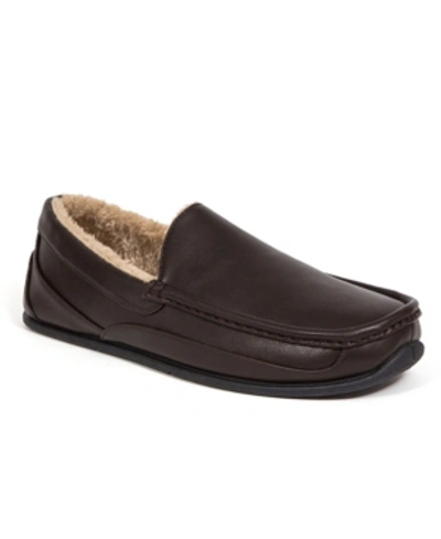 Deer Stags Slipperooz Men's Spun Indoor Outdoor S.u.p.r.o. Sock Cozy Moccasin Slipper In Dark Brown