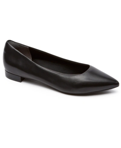 Shop Rockport Women's Total Motion Adelyn Pointed-toe Ballet Flats Women's Shoes In Black Leather