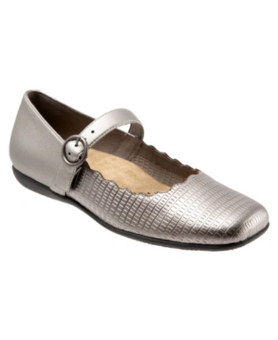 Shop Trotters Sugar Mary Jane Flat Women's Shoes In Pewter