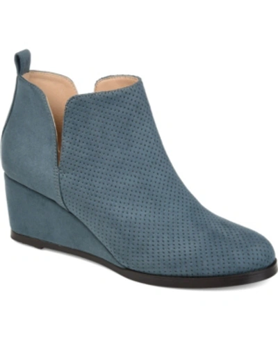 Shop Journee Collection Women's Mylee Wedge Booties In Blue