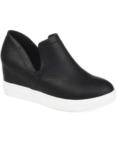 Shop Journee Collection Women's Cardi Cut-out Platform Wedge Sneakers In Black