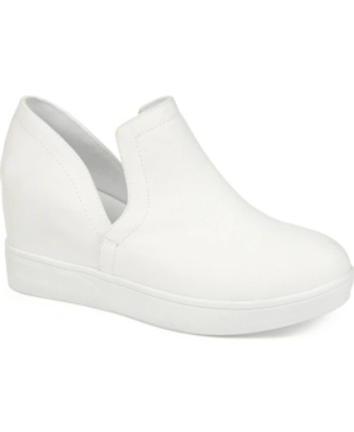 Shop Journee Collection Women's Cardi Cut-out Platform Wedge Sneakers In White