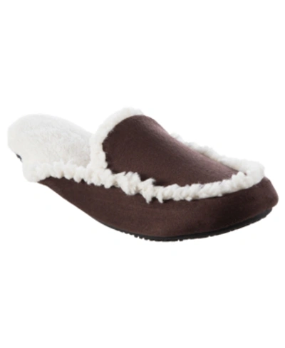 Shop Isotoner Signature Isotoner Microsuede Alex Scuff With 360 Surround Memory Foam Slipper, Online Only In Dark Chocolate