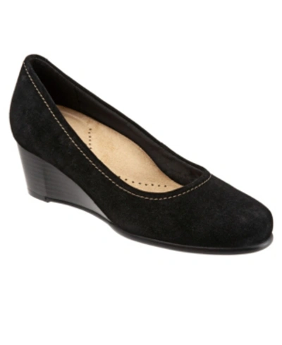 Shop Trotters Winnie Wedge Women's Shoes In Black Suede
