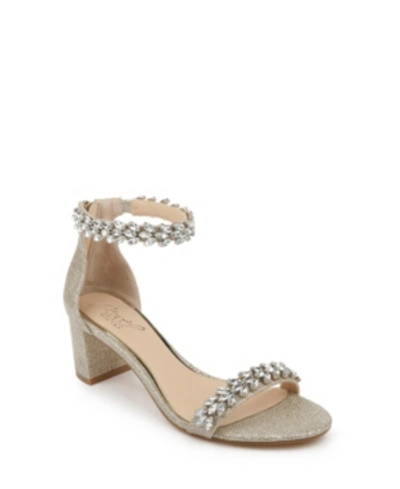 Shop Jewel Badgley Mischka Women's Bronwen Block Heel Evening Sandals In Gold Glitter