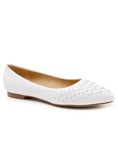 Shop Trotters Estee Woven Flat Women's Shoes In Off-white