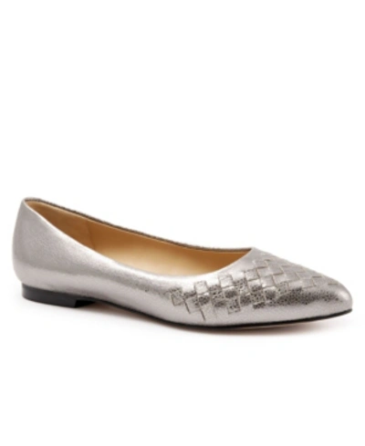 Shop Trotters Estee Woven Flat Women's Shoes In Silver-tone