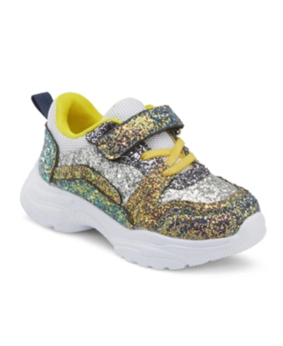 Shop Olivia Miller Little Girls Razzle Dazzle Sneaker In Green/gold-tone