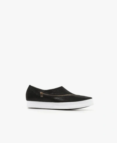 Shop All Black Slant Zipper Slip-on Women's Shoes In Black