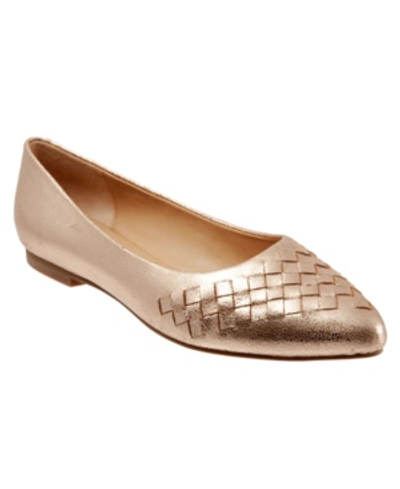 Shop Trotters Estee Woven Flat In Gold