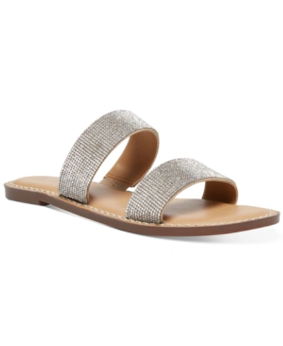 Shop Wild Pair Ginnie Double-band Slide Flat Sandals, Created For Macy's In Silver Bling