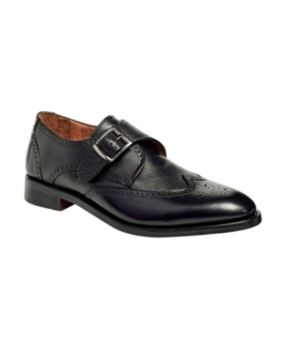 Shop Anthony Veer Men's Roosevelt Iii Single Monkstrap Wingtip Goodyear Dress Shoes In Black