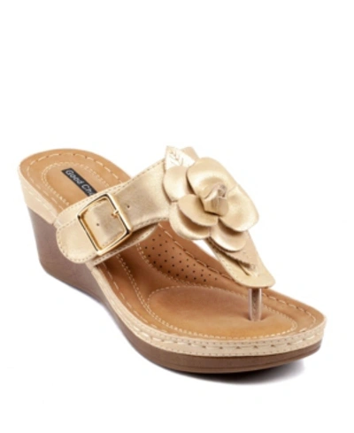 Shop Gc Shoes Women's Flora Wedge Sandal In Gold