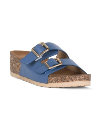 Shop Danskin Virtue Slip On Double Buckle Sandal Women's Shoes In Blue