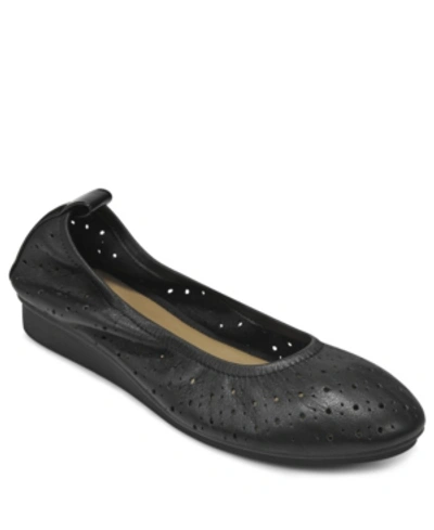 Shop Aerosoles Wooster Ballet Flat Women's Shoes In Black Leather