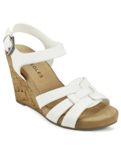 Shop Aerosoles Pennsville Strappy Wedge Women's Shoes In White