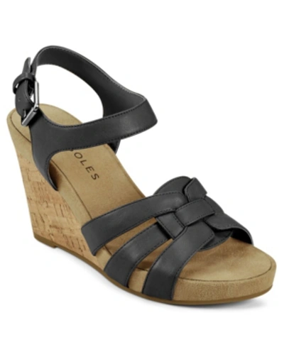 Shop Aerosoles Pennsville Strappy Wedge Women's Shoes In Black