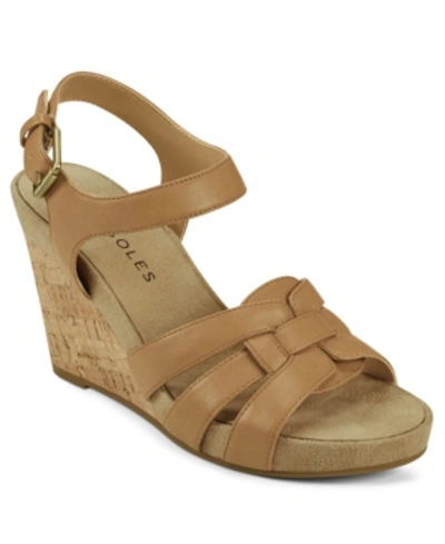 Shop Aerosoles Pennsville Strappy Wedge Women's Shoes In Tan