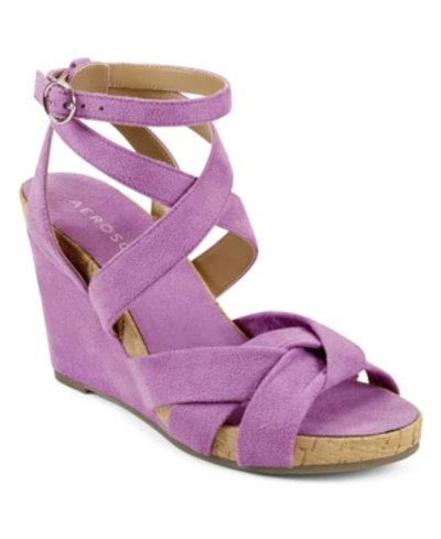 Shop Aerosoles Phoenix Strappy Wedge Women's Shoes In Light Purple Fab