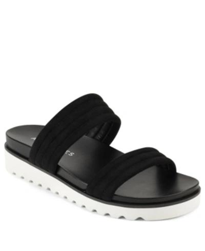 Shop Aerosoles Kinnelon Slide Sandal Women's Shoes In Black Fabric