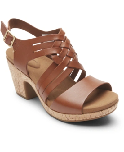 Shop Rockport Women's Vivianne Woven Slingback Sandals Women's Shoes In Tan