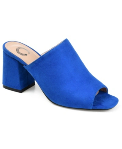 Shop Journee Collection Women's Adelaide Block Heel Sandals In Blue
