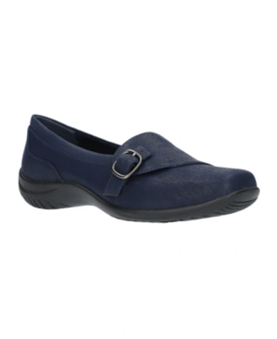 Easy Street Cinnamon Womens Faux Suede Slip On Loafers In Navy