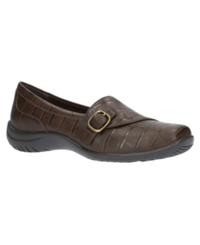 Shop Easy Street Cinnamon Comfort Slip Ons In Brown Croco